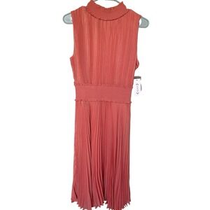 Nanette Lepore Midi Dress Women's Size 8 Smocked‎ Shimmery Pink Coral Lined NWT